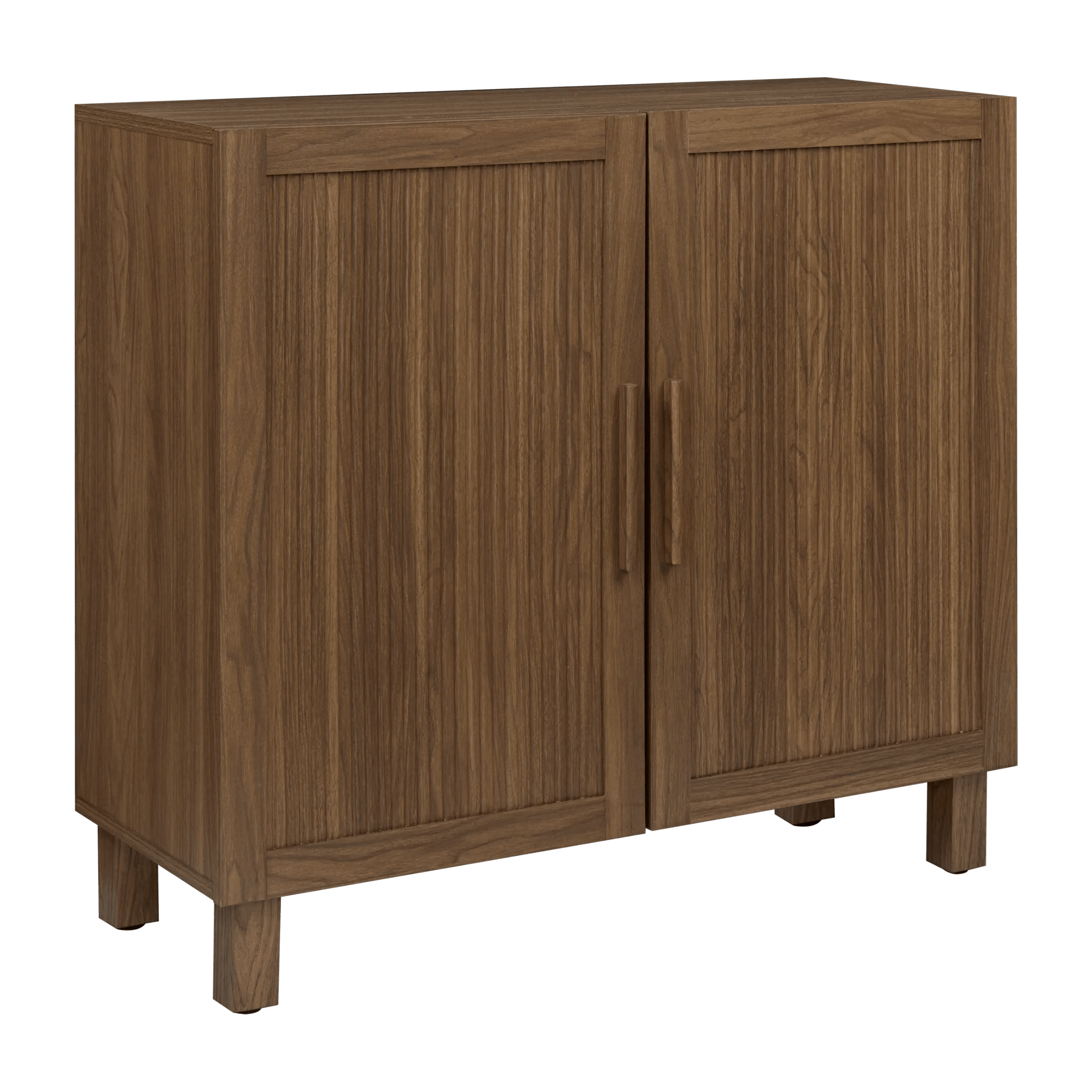 Ribbed Door Walnut Veneer Buffet