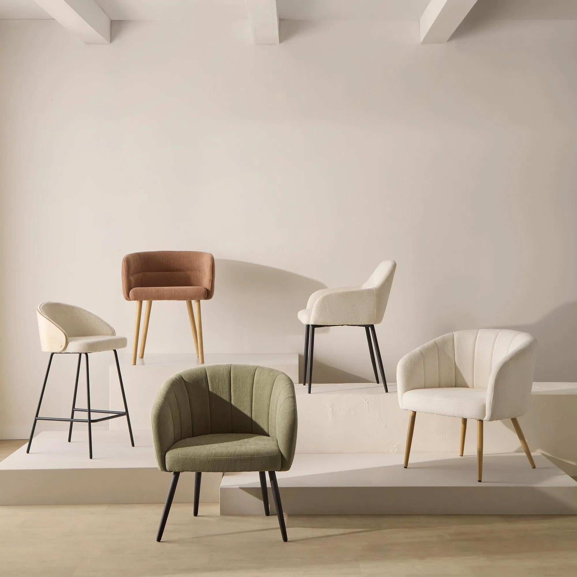 Fabric and Wood Accent Chair