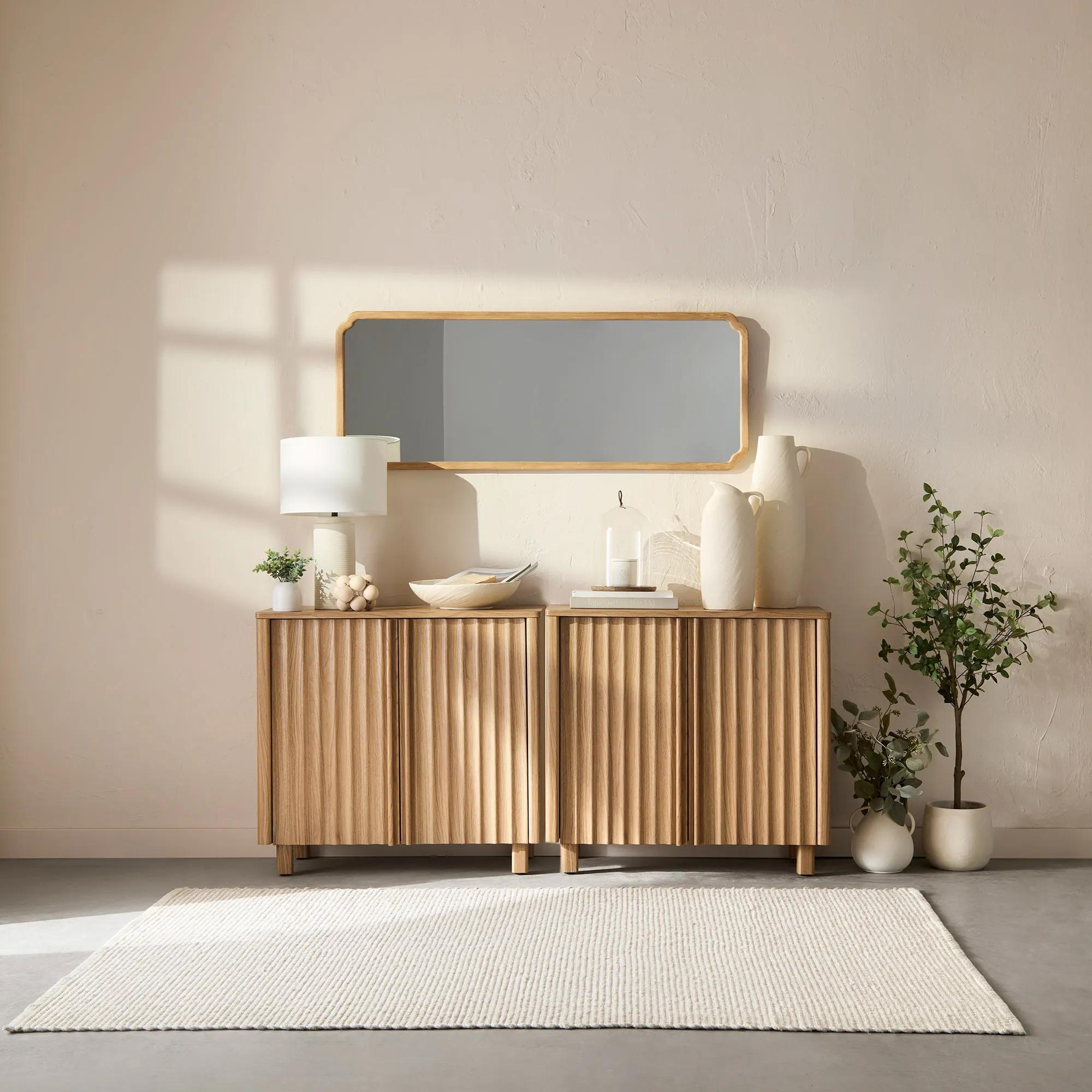 Wood Sideboard with Ribbed Doors