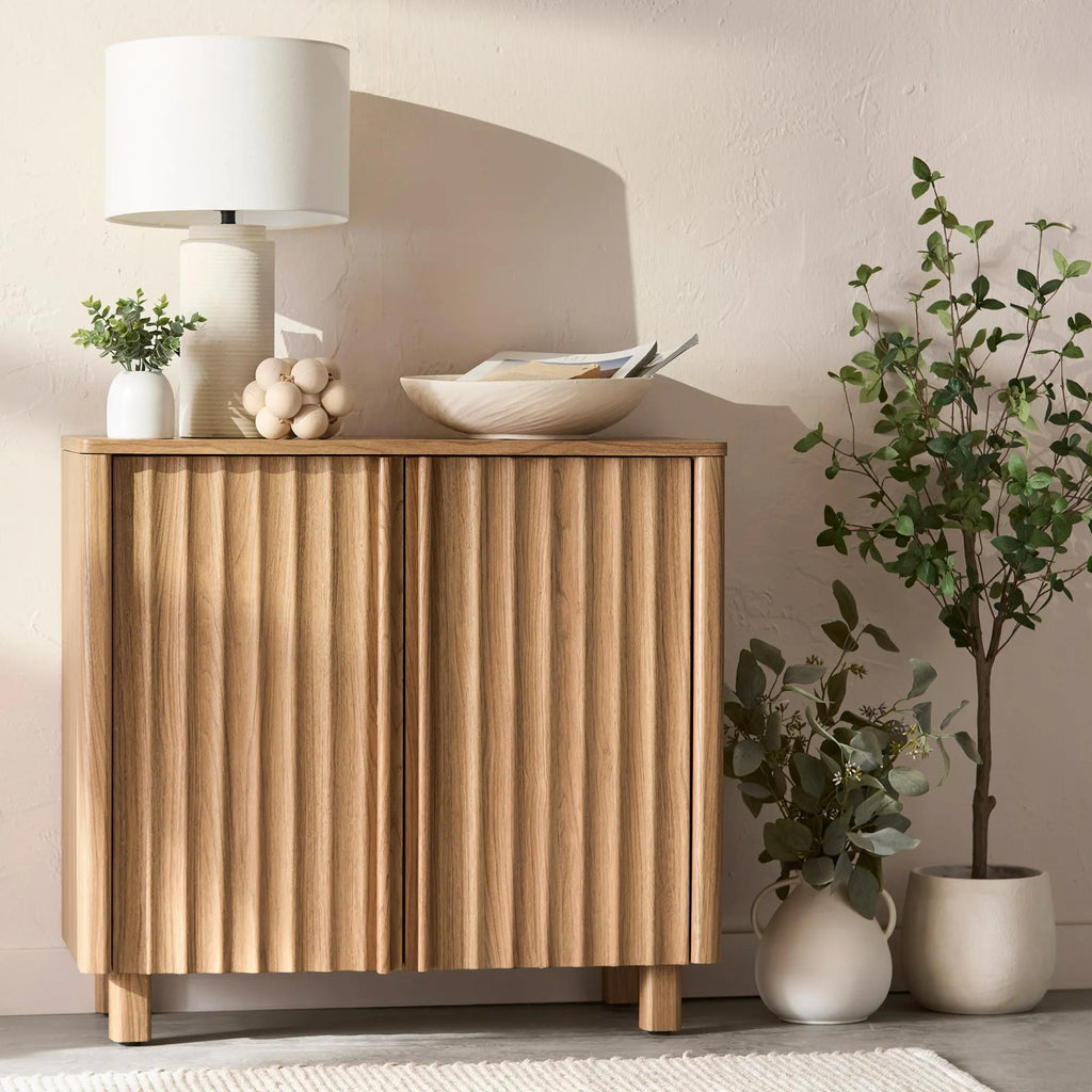 Wood Sideboard with Ribbed Doors
