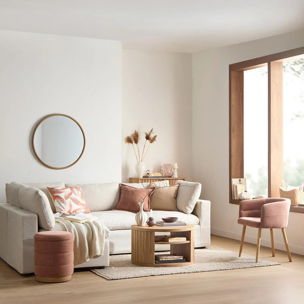 Fabric and Wood Accent Chair
