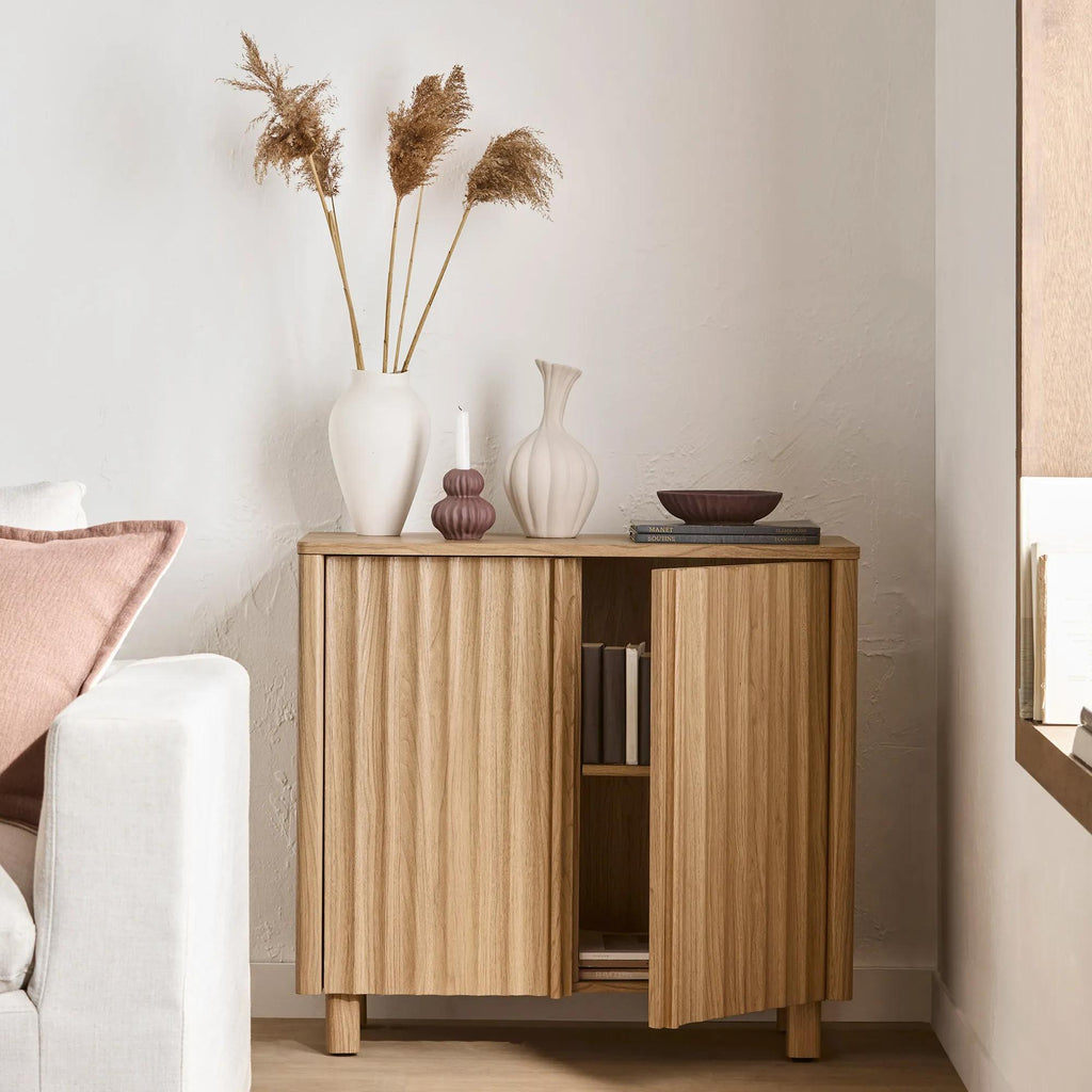 Wood Sideboard with Ribbed Doors