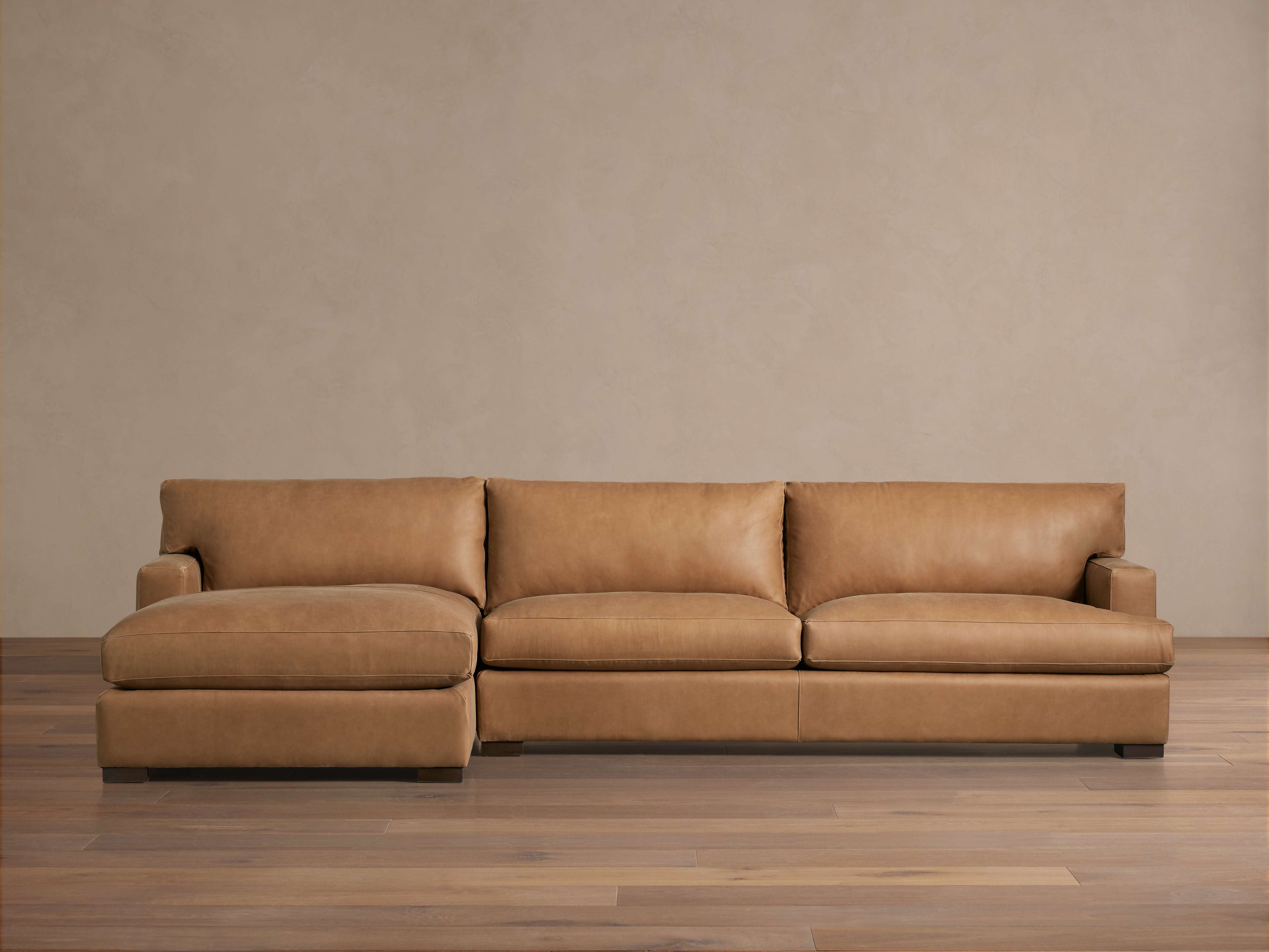 Arhaus Dune Leather Two Piece Chaise Sectional