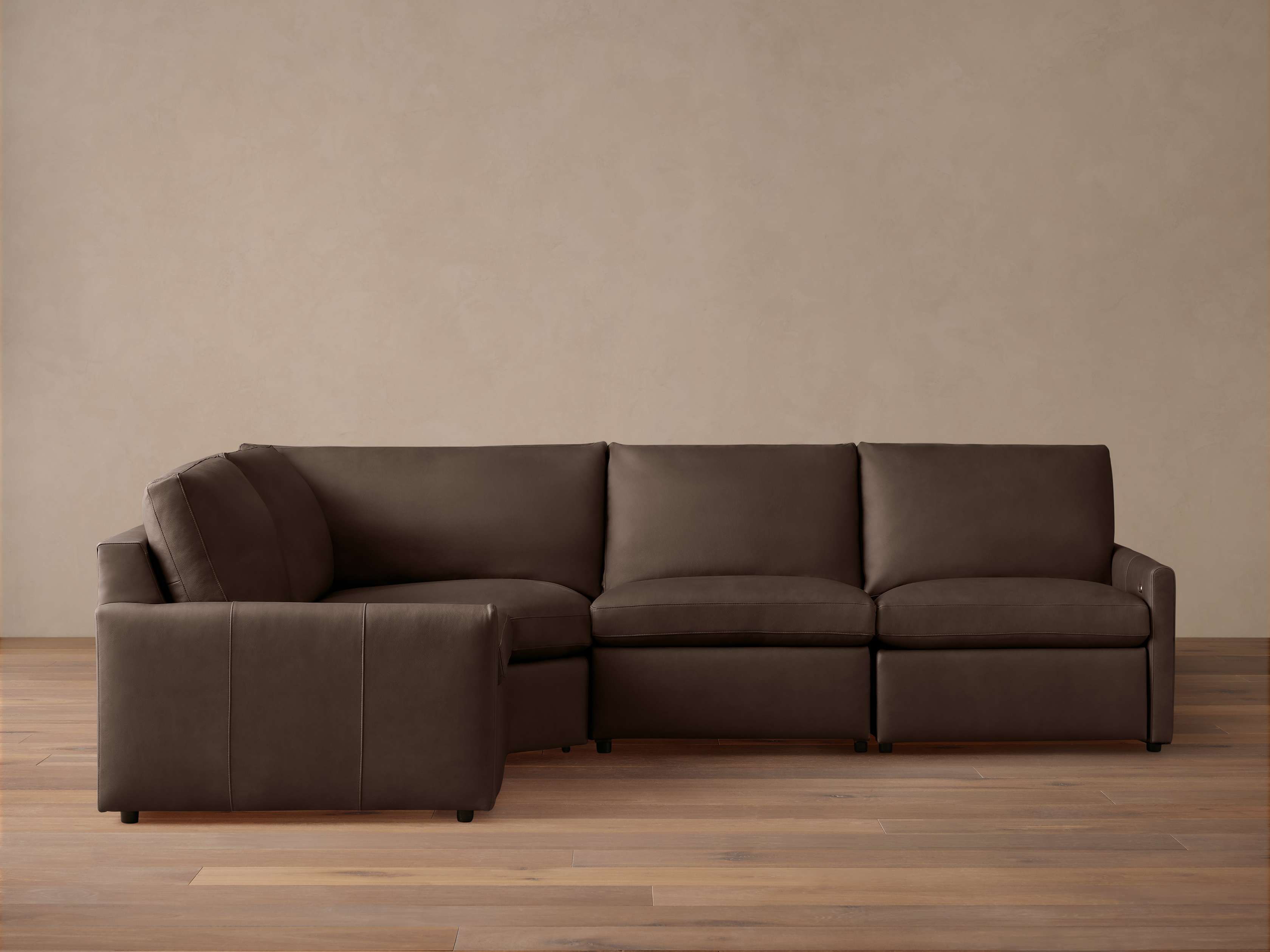 Kipton Slim Arm Leather Four-Piece Motion Sectional